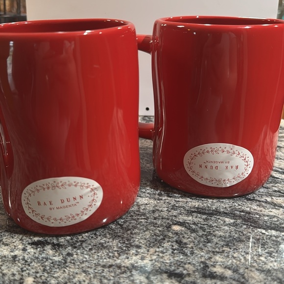 New❣️Rae Dunn Mug Set. Red with White Letters. “Up To Snow Good” Coffee HotCocoa - Picture 2 of 4